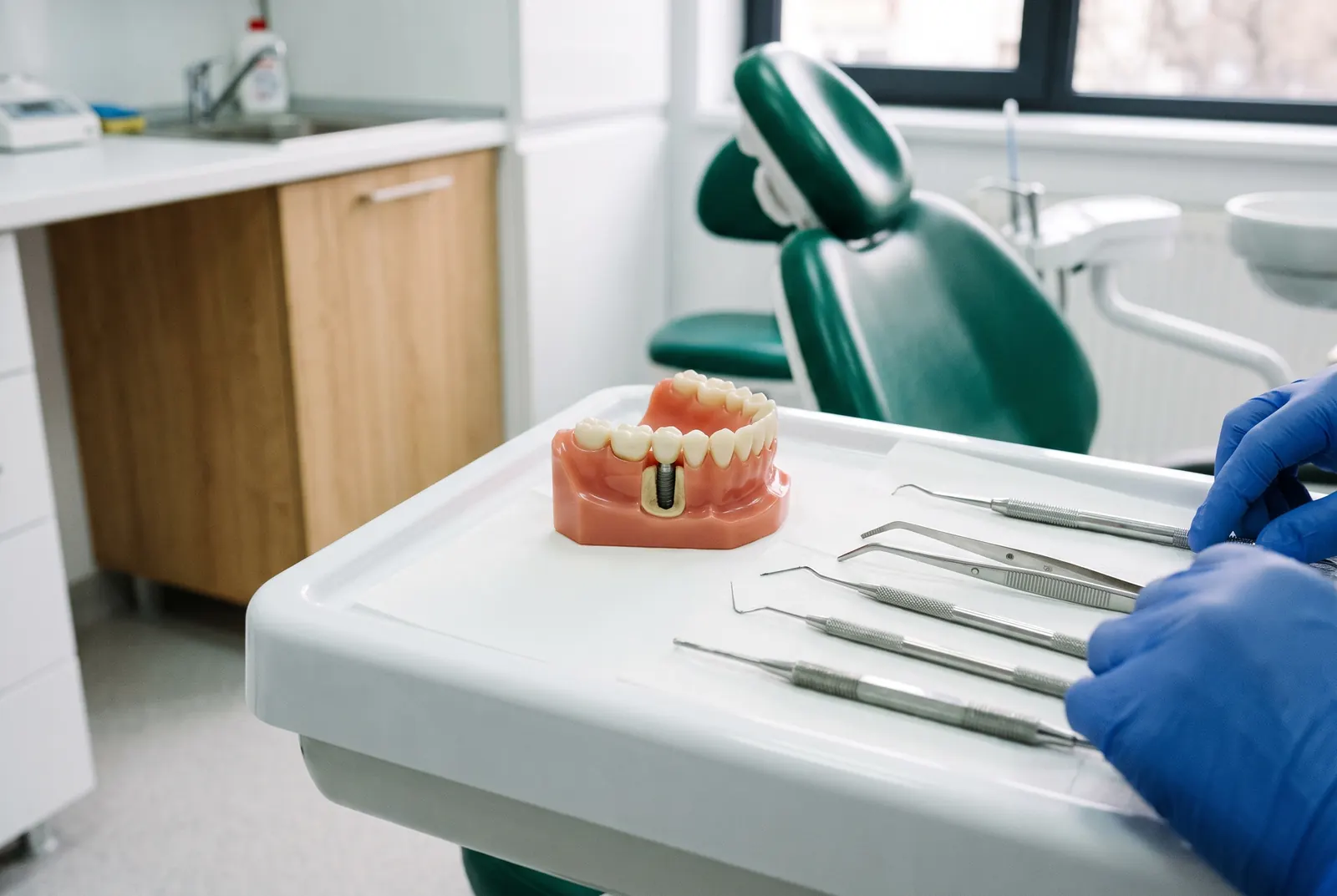 Model de implant dentar cu coroană ceramică, la The Good Clinic din Sector 2