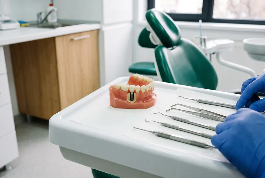 Model de implant dentar cu coroană ceramică, la The Good Clinic din Sector 2